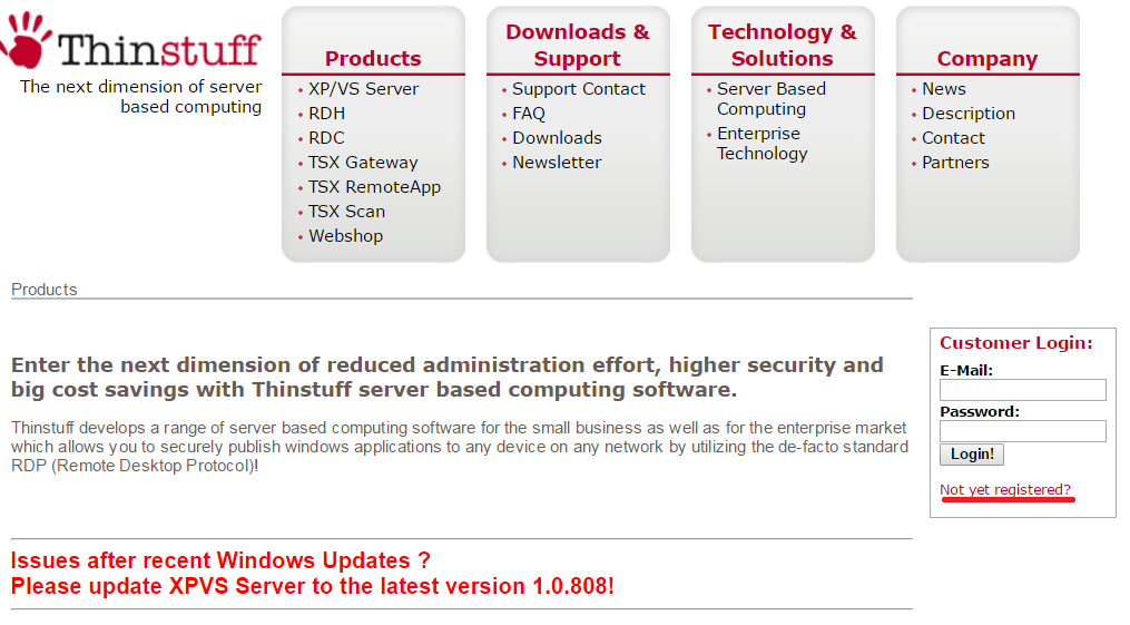 Регистрация на сайте Thinstuff.com Регистрация на сайте Thinstuff.com